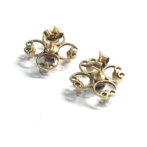 Vintage 9ct Gold Amethyst and Pearl Earrings image-2