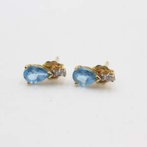 Vintage 18ct Gold Topaz and Diamond Earrings