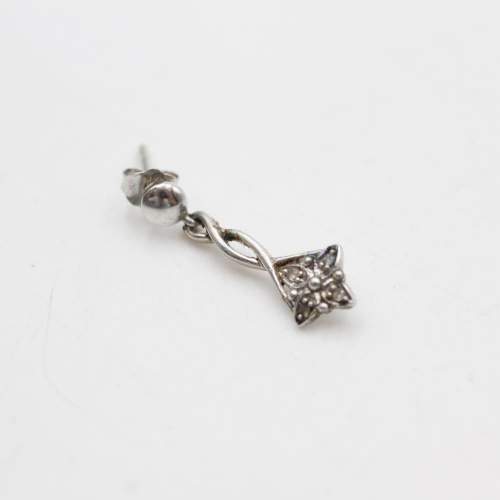 Vintage 9ct White Gold Diamond Drop Earrings image-2