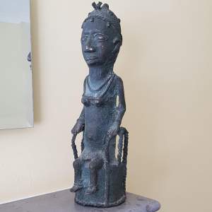 Large Bronze Benin Oba Figure of a Warrior or Attendant