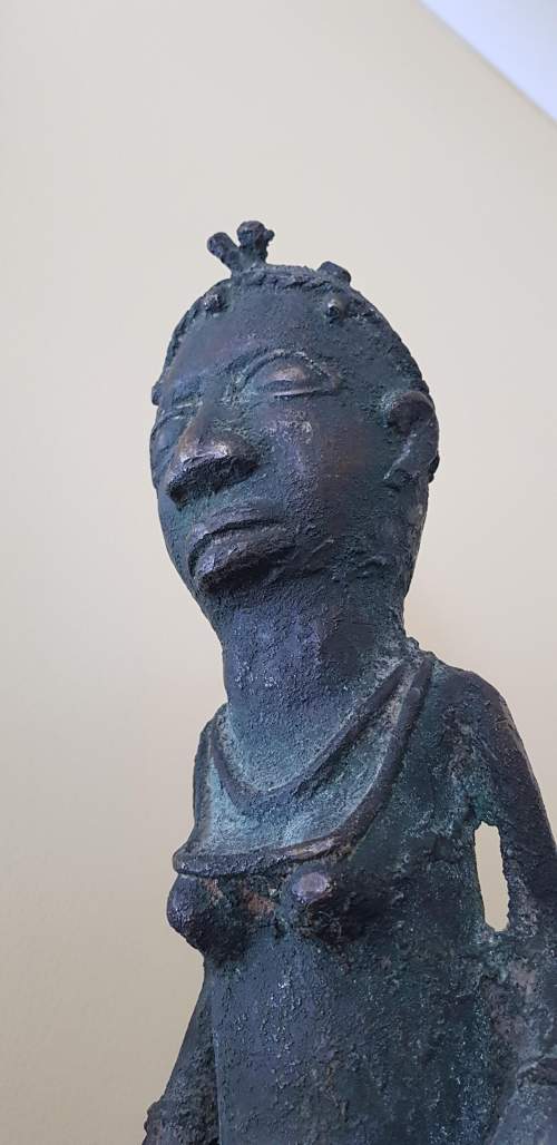 Large Bronze Benin Oba Figure of a Warrior or Attendant image-2