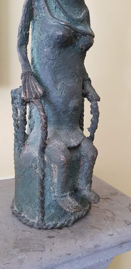 Large Bronze Benin Oba Figure of a Warrior or Attendant image-3