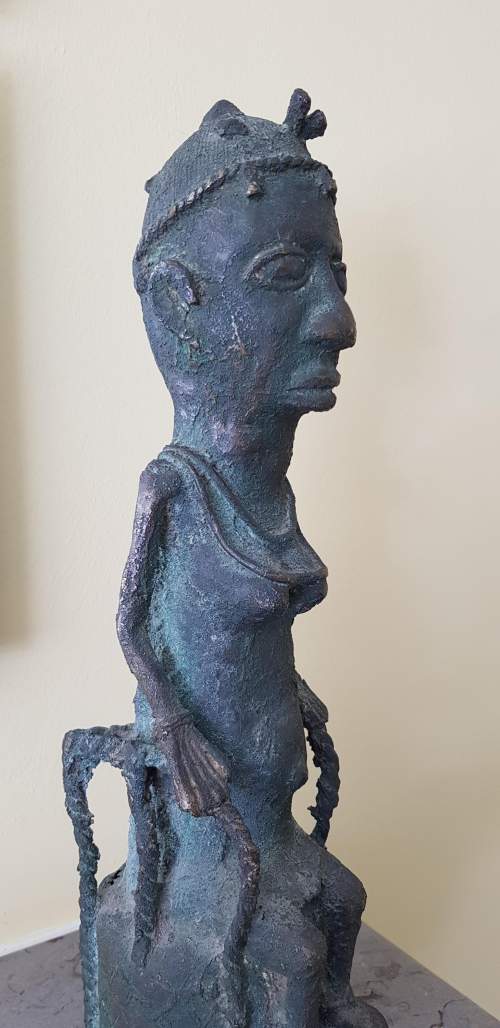 Large Bronze Benin Oba Figure of a Warrior or Attendant image-4