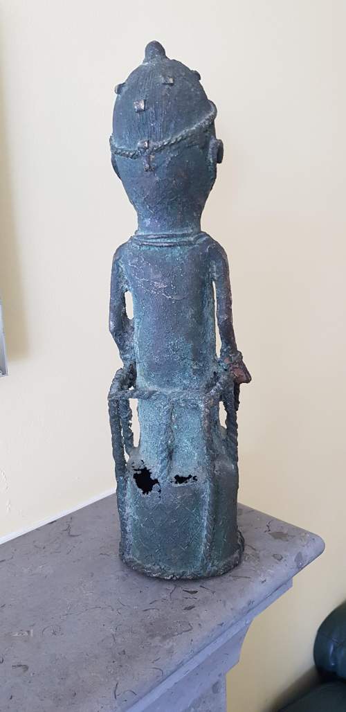 Large Bronze Benin Oba Figure of a Warrior or Attendant image-6