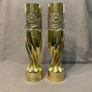A Pair of Trench Art Brass Vases