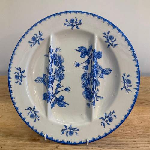 Set of Eight French Blue & White Asparagus Plates and Drainer image-2