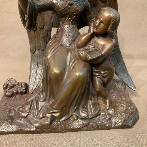 Victorian Bronze Statue of an Angel and Child image-3