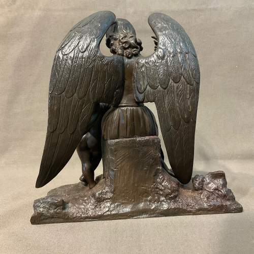 Victorian Bronze Statue of an Angel and Child image-4
