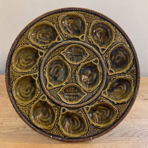 French 12 piece Majolica Oyster plate set St Clements 4589 image-2