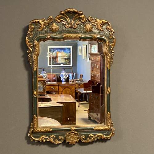A 1920s Period Georgian Style Carved Gilt Wood and Painted Wall Mirror image-1