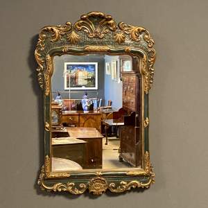 A 1920s Period Georgian Style Carved Gilt Wood and Painted Wall Mirror