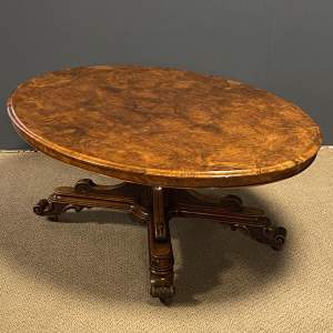 A Beautiful Victorian Period Burr Walnut Oval Coffee Table