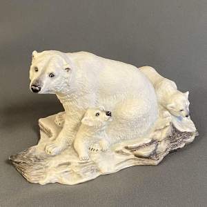 20th Century BOEHM Porcelain Polar Bear with Cubs