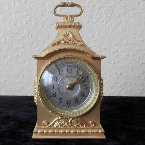 Gilded Bronze Eight Day Carriage Clock with Silvered Dial image-1