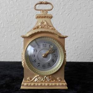 Gilded Bronze Eight Day Carriage Clock with Silvered Dial
