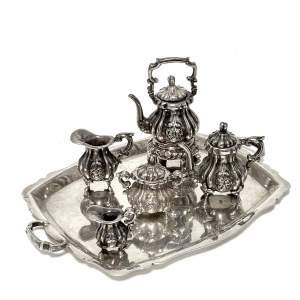 Delightful Miniature Solid Silver Tea and Coffee Set