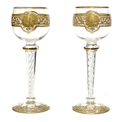 St. Louis 19th Century Pair of Air Twist Stem Wine Glasses image-1