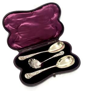 Victorian Bacchanalian Silver Serving Spoons Set