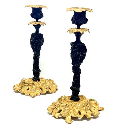 Fine Quality Pair of French 19th Century Bronze Candlesticks image-1