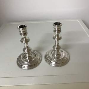 Pair 17th Century Style Silver Candlesticks - London 1990 J.A.Campbell