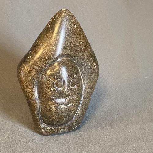 Signed Shona Carved Serpentine Head image-1