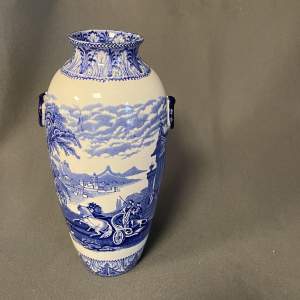 Early 20th Century Blue & White Cauldon Chariots Vase