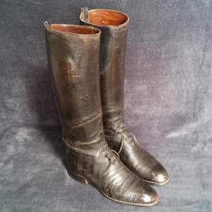 Vintage Antique Black Laced Riding Boots