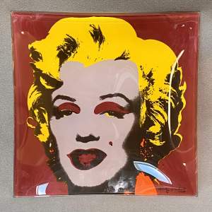 Andy Warhol Silkscreen Rosenthal Glass Portrait of Marilyn Monroe