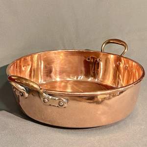 Large Vintage Copper and Brass Jam Pan