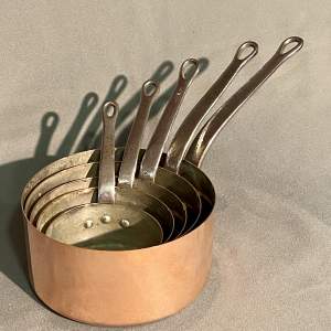 French Set of Five Graduated Copper Pans