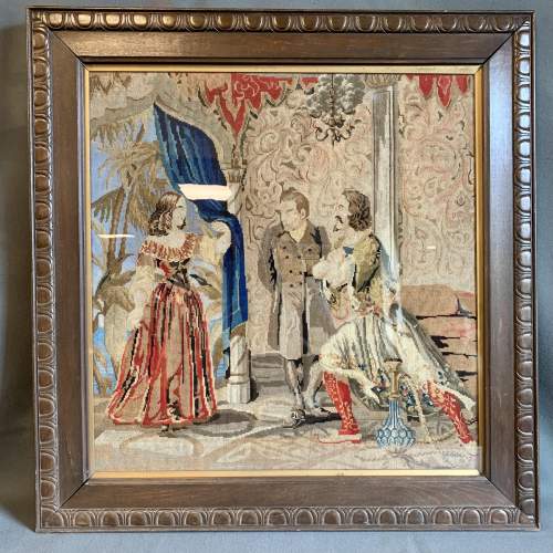 Tapestry Painting In Original Wooden Frame image-1