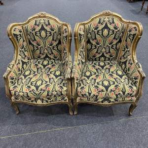 Pair of French Gilt Framed Armchairs