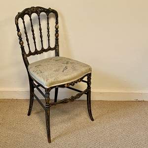 Victorian Ebonised Chair Decorated with Mother of Pearl