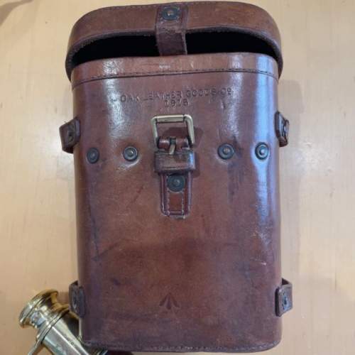 WW1 British Officers Binoculars with Brown Leather Case image-3