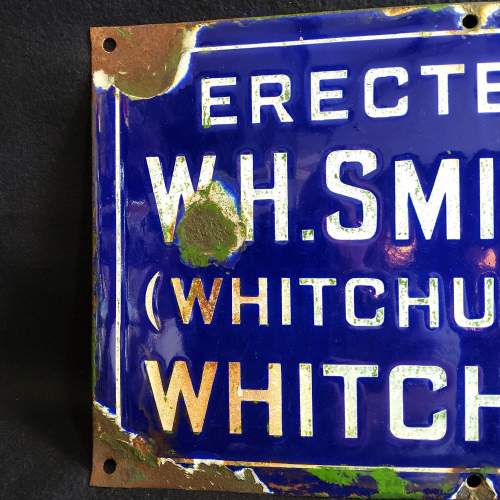 Vintage WH Smith & Co Whitchurch Enamel Sign Circa 1940s image-3