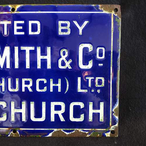Vintage WH Smith & Co Whitchurch Enamel Sign Circa 1940s image-4