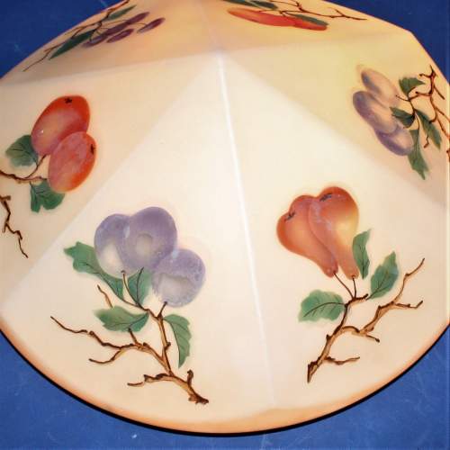 Circa 1920 Hand Painted Opaque Glass Ceiling Light image-2