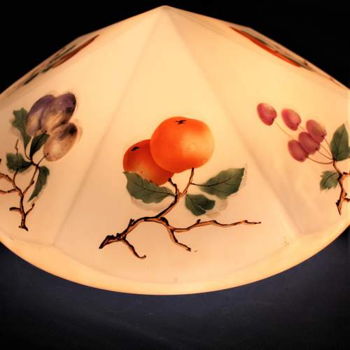 Circa 1920 Hand Painted Opaque Glass Ceiling Light image-5