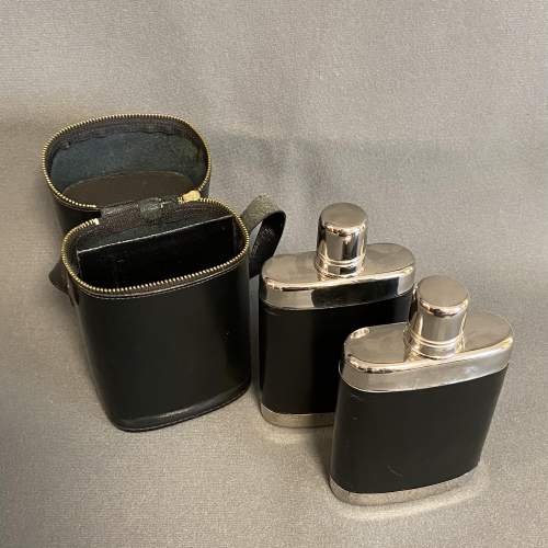 Pair of Flasks in a Leather Case image-2