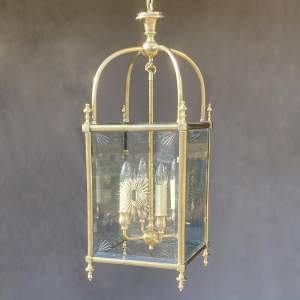 Very Large Brass & Cut Glass Hall Lantern