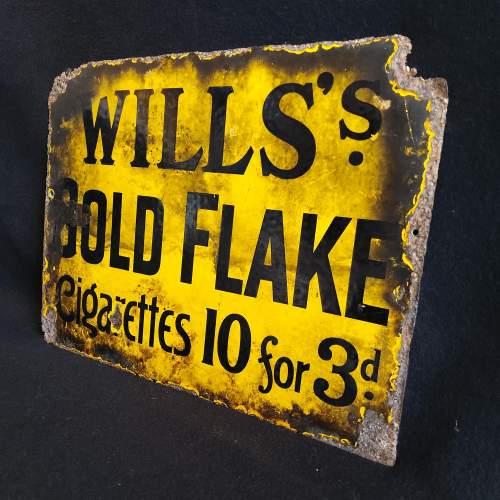 Vintage Double Sided Wills’s Gold Flake Enamel Sign image-1