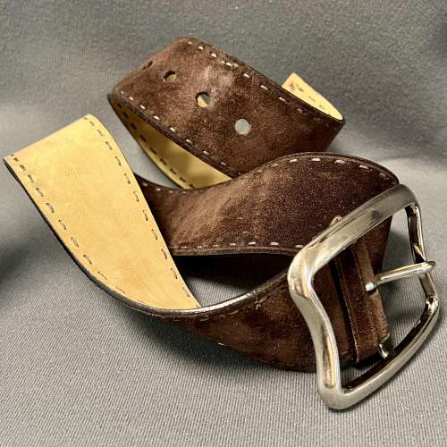 Vintage Brown Suede Prada Belt image-4