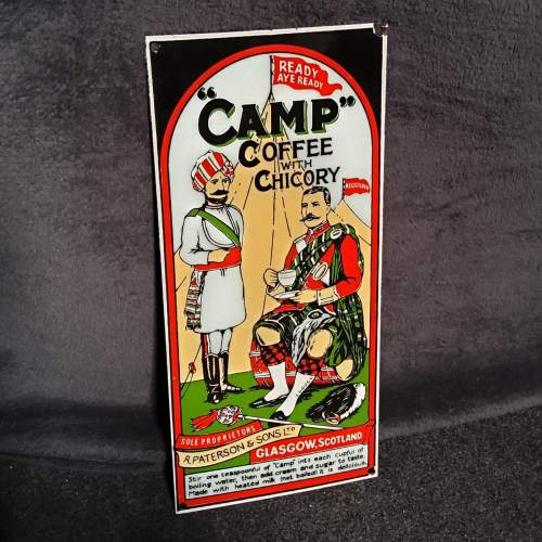 Vintage Camp Coffee Enamel Sign image-1