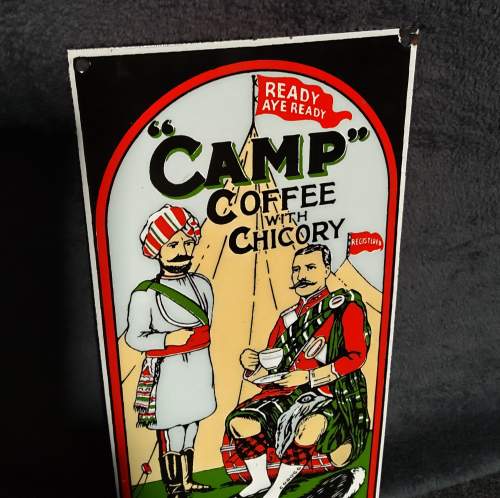 Vintage Camp Coffee Enamel Sign image-3