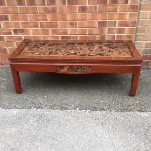 Oriental Glass Topped Coffee Table