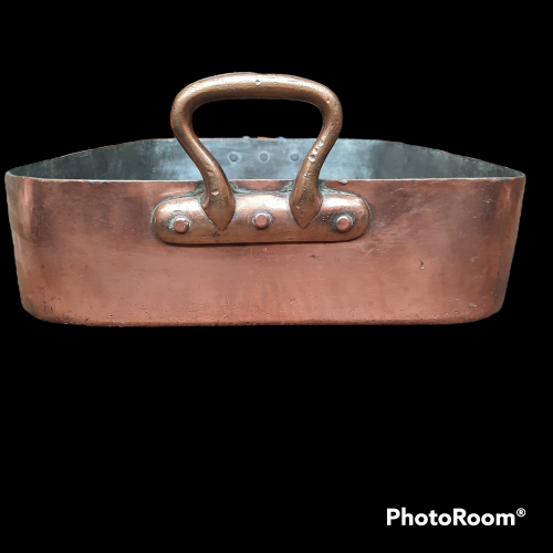 Large Antique French Copper Roasting Tray Roasting Pan image-2