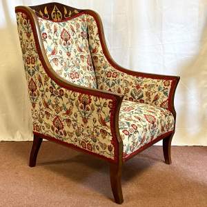 Arts and Crafts Inlaid Rosewood and Mahogany Armchair