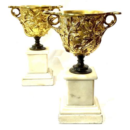 Pair of 19th Century Gilt Bronze Urns image-1