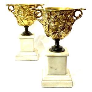 Pair of 19th Century Gilt Bronze Urns