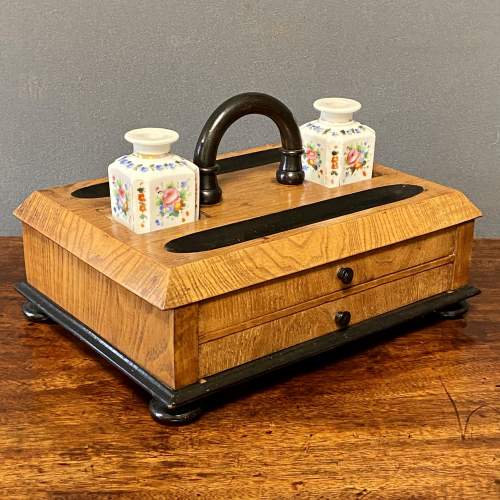Victorian Ash and Ebonised Inkstand image-1